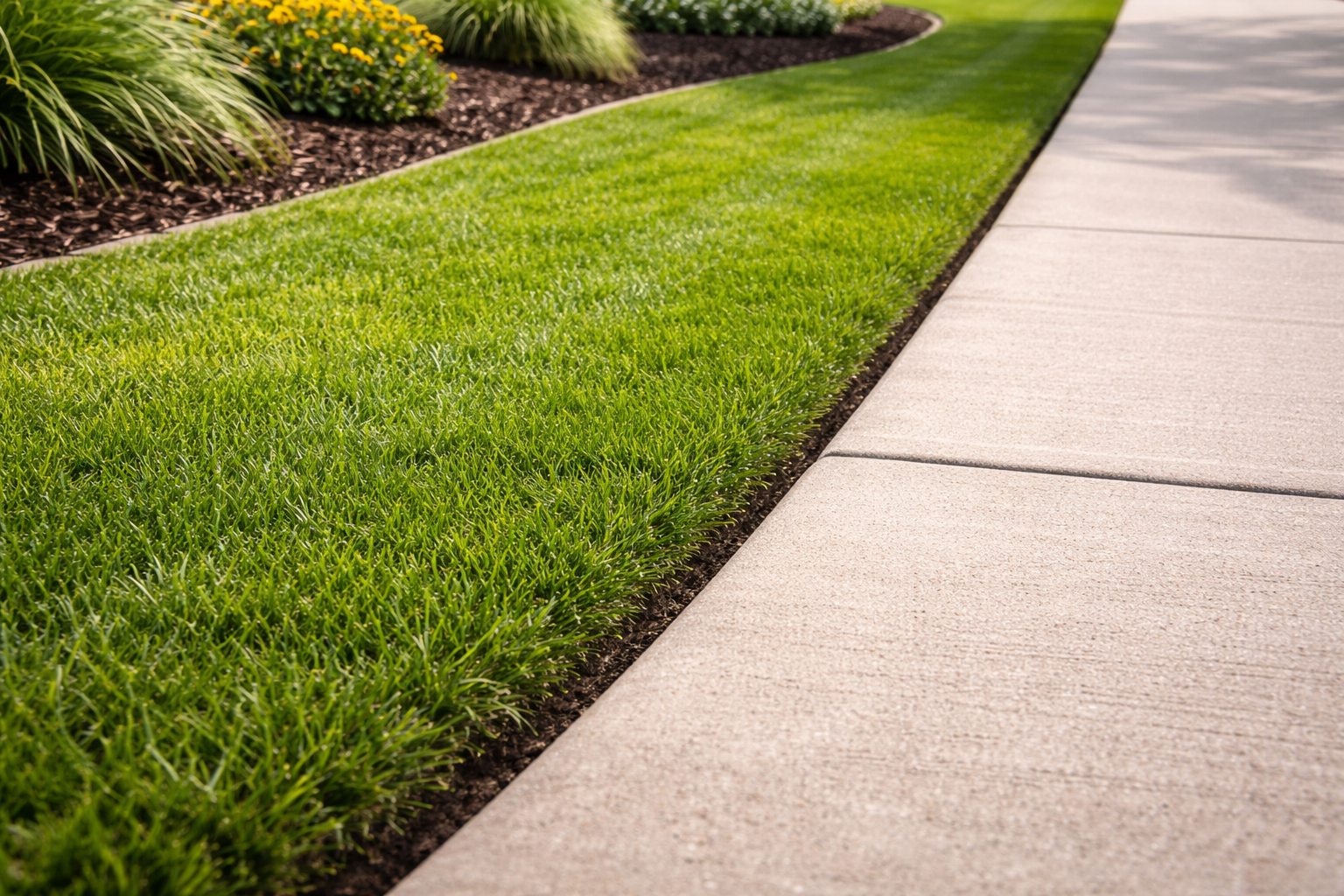 Clean edge along a concrete walkway.